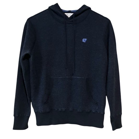 Peter Millar 100% Italian Merino Wool Navy Hoodie Pullover Sweater Sz Large - Picture 1 of 15